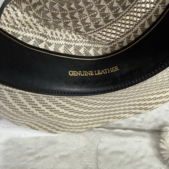 American Hat Company Cowboy Tone Geometric Vented Ivory  Rancher Straw Hat 7 1/4 - Picture 11 of 14